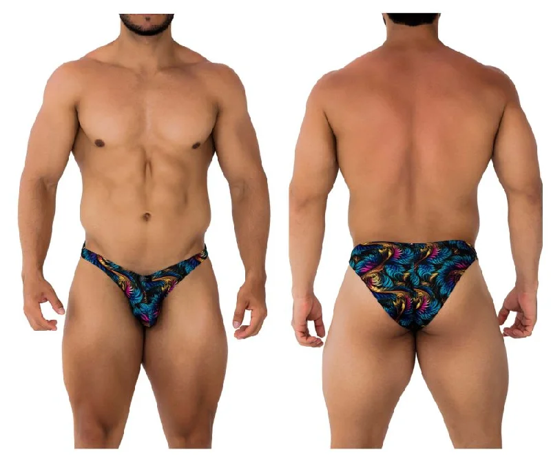 Patterned men's briefs with unique printsXtremen 91172 Printed Bikini Color Leaves