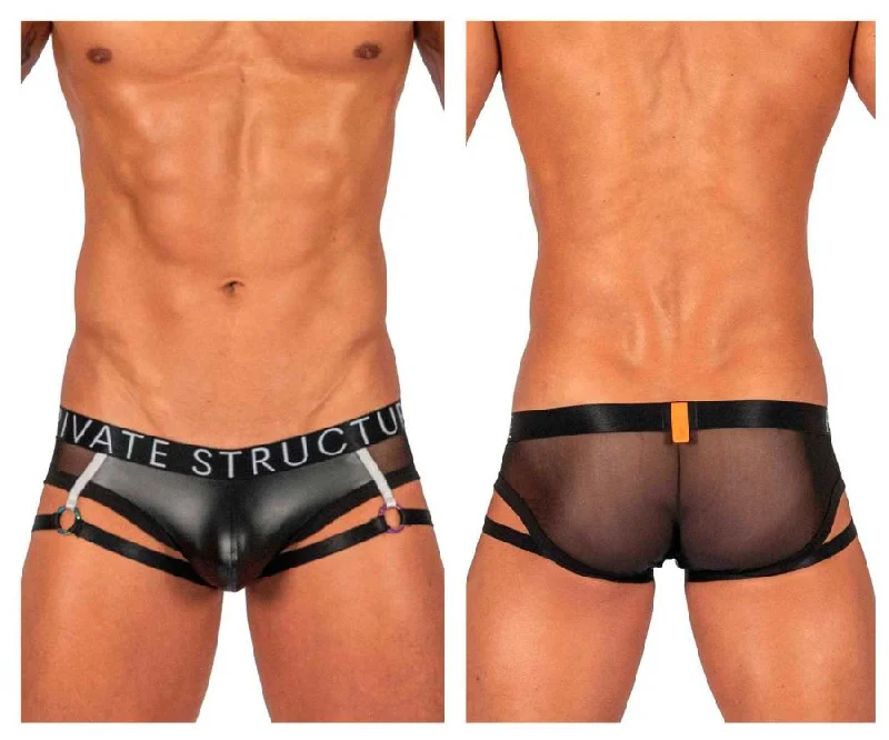 Full - back men's briefs for maximum coveragePrivate Structure LCUT4419 Alpha Low Waist Garter Mini Color Black