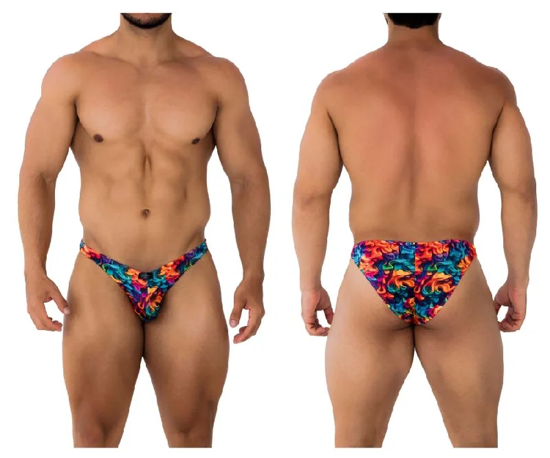 Light - weight men's briefs for summer wearXtremen 91172 Printed Bikini Color Fire