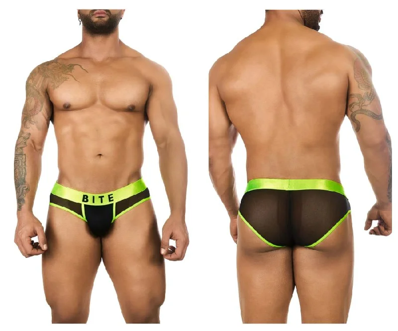 Men's briefs with a lace trim for a touch of flairBiteWear BW2023110 Sweet Kiwi Briefs Color Black