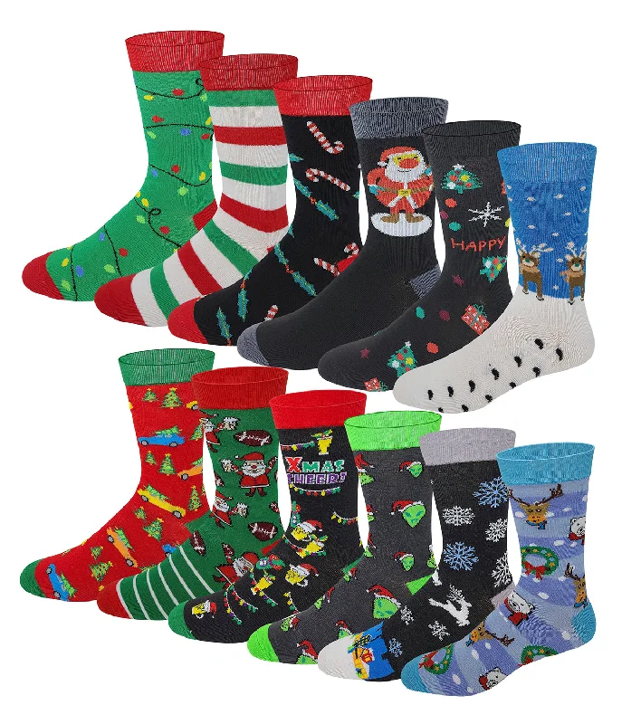 Stretchable men's socks for a flexible fitDress Socks | Colorful Christmas Design | Men's 12 Pairs