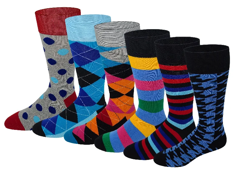 Thermal men's socks for cold climate protectionDress Socks | Combed Cotton Colorful Design | Men's (6 Pairs)