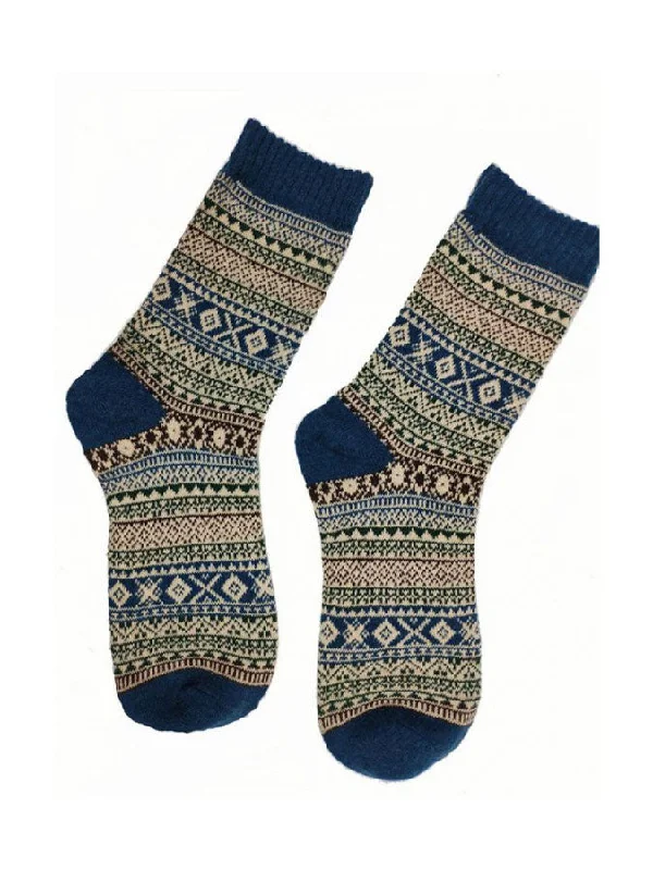 Compression men's socks for reducing swellingBlue Fairisle Wool Blend Socks