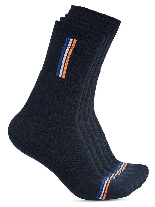 Hiking men's socks for outdoor adventuresMen's Dark Blue Fashion Crew length Terry Socks -Pack of 5