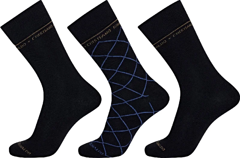 Dress men's socks for business and formal wearCR7 Men's Cotton Blend 3-Pack Fashion Socks, multicolor