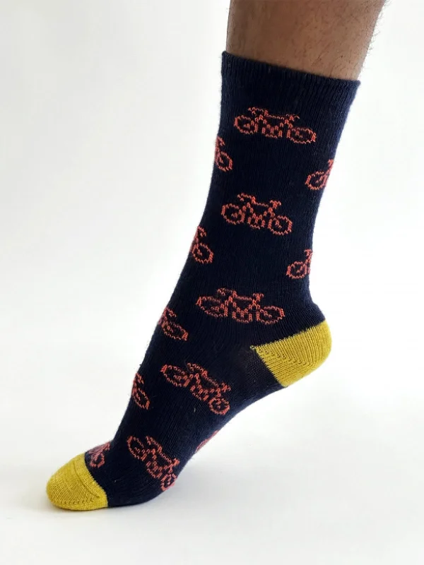 Knee - high men's socks for a vintage styleErskine Bike Wool Socks - Navy