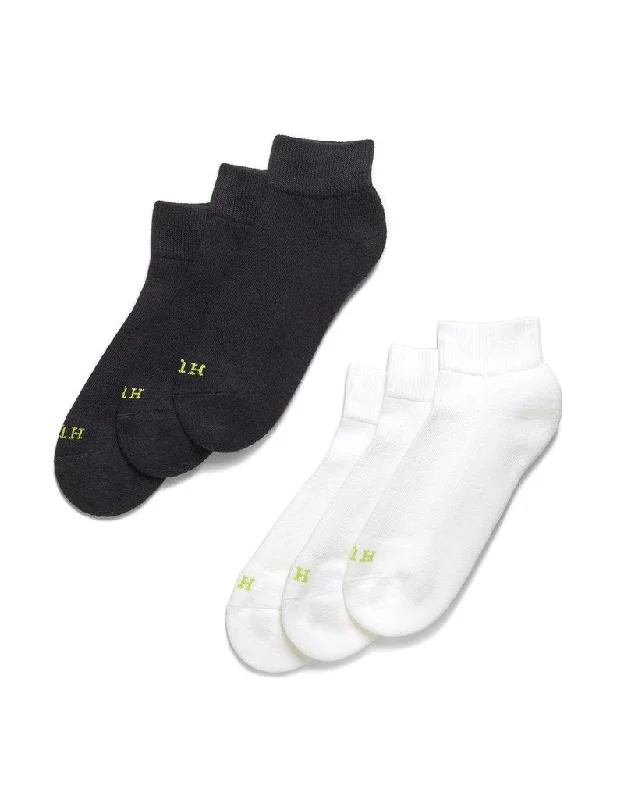 Patterned men's socks with geometric designsHue 6 Pack Quarter Top with Cushion Sport Sock