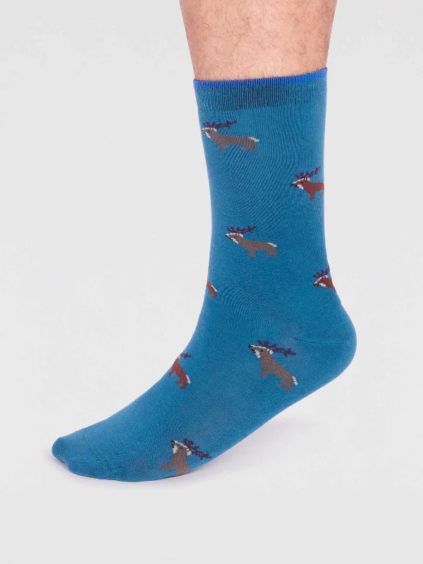 Running men's socks for sports performanceJamal Organic Cotton Animal Socks - Teal Blue