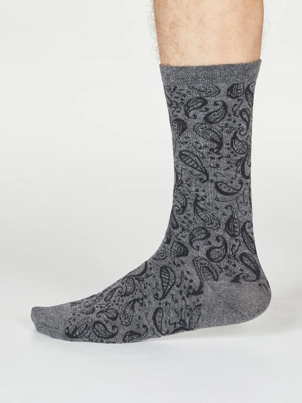 Organic men's socks for an eco - friendly choiceLarnard Paisley Socks - Dark Grey Marle