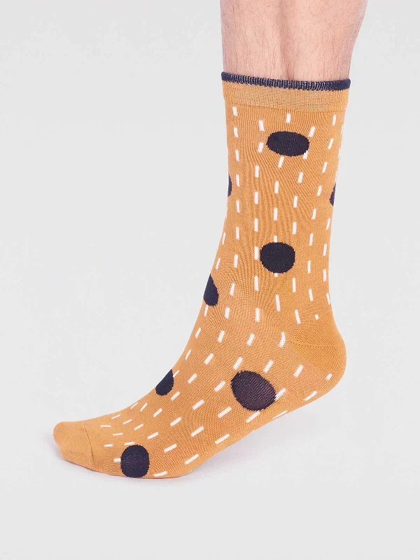 Organic men's socks for an eco - friendly choiceLeroy Bamboo Spot Socks - Mustard Yellow