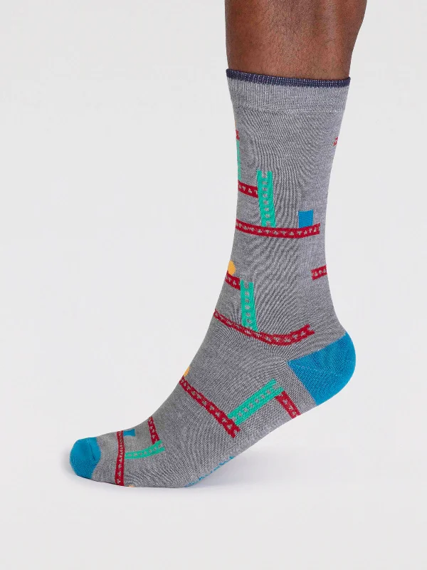 No - show men's socks for wearing with loafersLucas Bamboo Arcade Socks. - Grey Marle