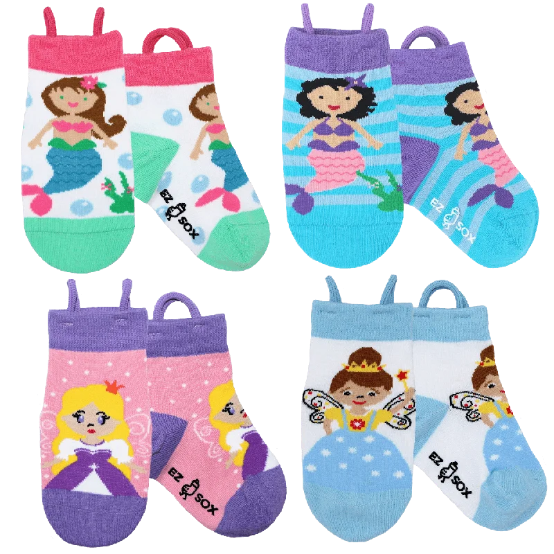 Men's breathable crew socks for hot daysMermaids & Princess | 4-pack