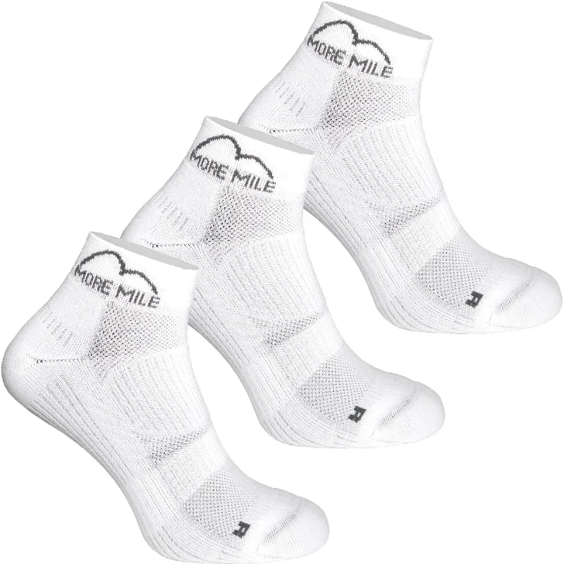 Stretchable men's socks for a flexible fitMore Mile London 2.0 (3 Pack) Eco Friendly Running Socks - White