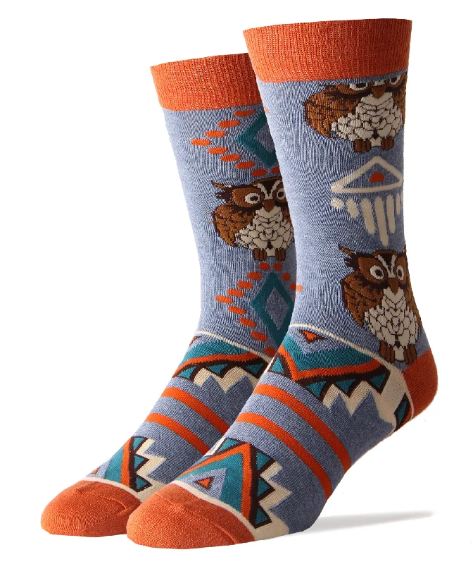 Men's crew socks with a polka - dot printOwl Night