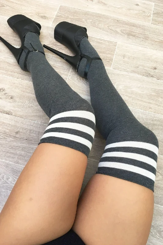 Athletic men's socks with arch supportLunalae Thigh High Socks - Charcoal/White