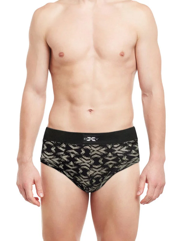 Full - back men's briefs for maximum coverageBody X Printed Briefs-BX06B Black Print