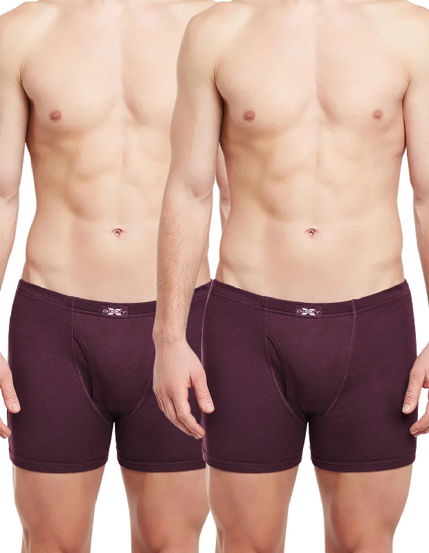 Men's trunks with a contoured pouch designBody X Solid Trunks-Pack of 2-BX19T-Burgundy