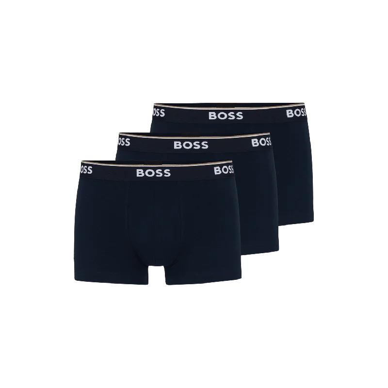 Designer men's trunks with a fashionable edgeBOSS 3 Pack Power Cotton Stretch Trunks - Navy