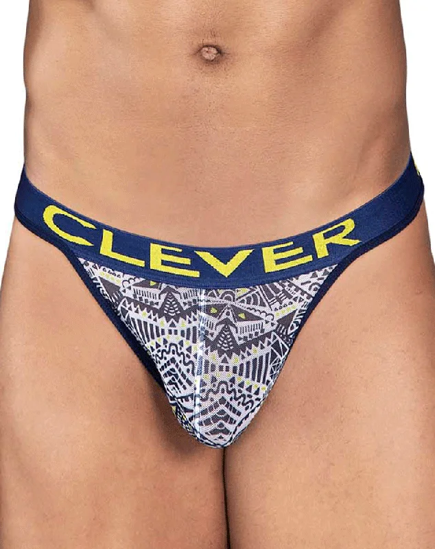 Glittery men's thongs for a party lookClever 0921 Tribal Thongs White