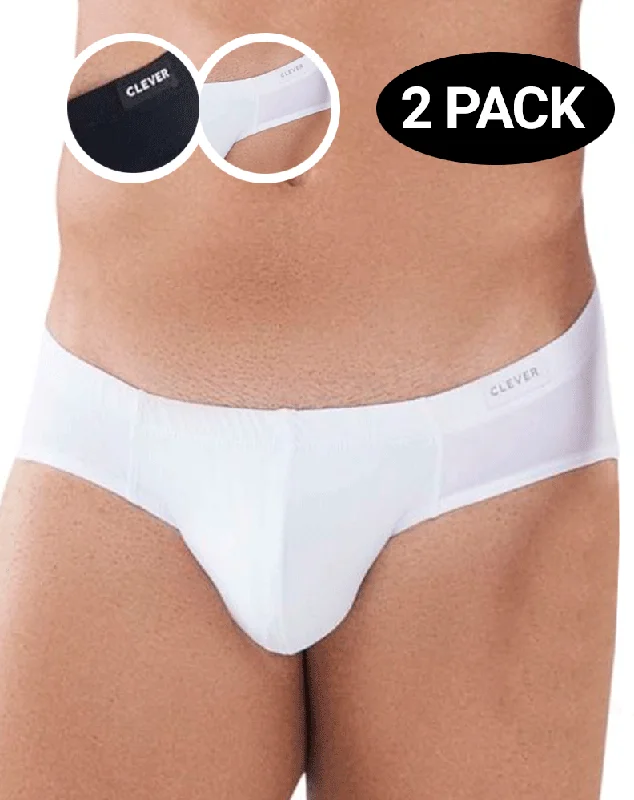 Men's briefs with a lace trim for a touch of flairClever 519940 2pk Australian Briefs 2 Pack 1 White & 1 Black