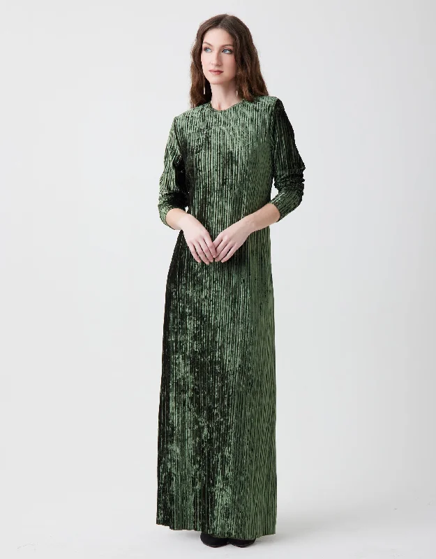 Loungewear - style men's robes for casual daysCrushed Velvet Vertical Textured Maxi Dress Shabbos Robe Soft Green