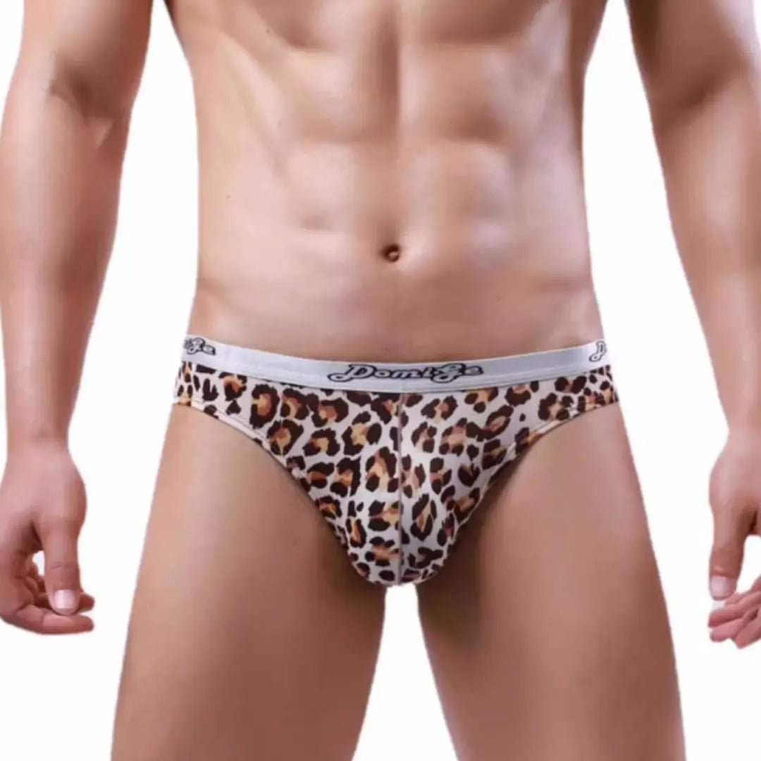 Low - cut men's briefs for a discreet appearanceDomiGe Men's Bikini Underwear - Enhanced Comfort & Support with Silver Accents - High-Performance Polyester Blend