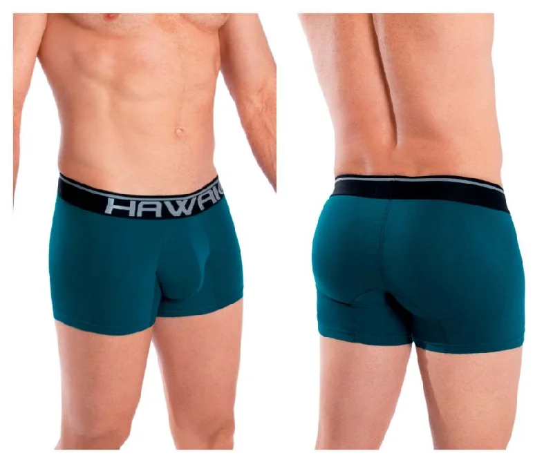 Tag - less men's boxer briefs to prevent irritationHAWAI 4986 Solid Athletic Trunks Color Petrol