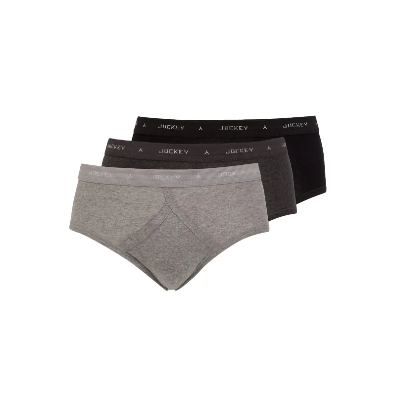 Low - cut men's briefs for a discreet appearanceJockey Classic Y Fronts Black/Grey - 3 Pack