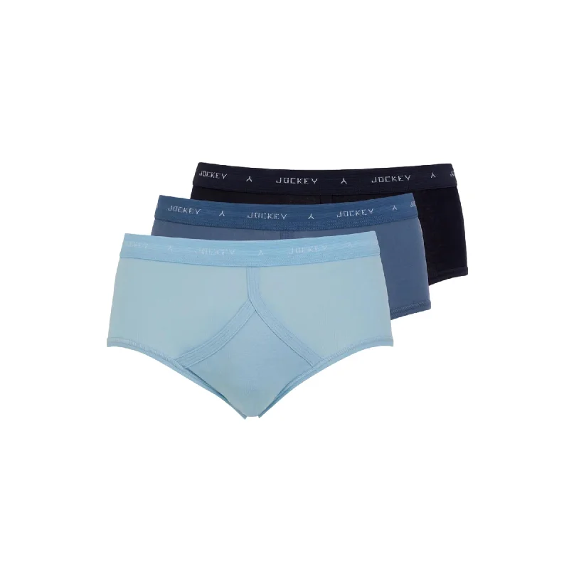 Low - cut men's briefs for a discreet appearanceJockey Classic Y Fronts Indigo Mix - 3 Pack