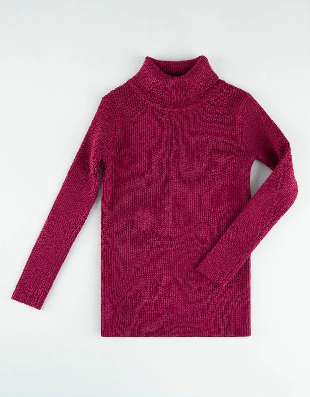 Loungewear - style men's robes for casual daysKids Rib Knit Turtle Neck Sweater Berry Heather - MUST BE PURCHASED WITH MAXI