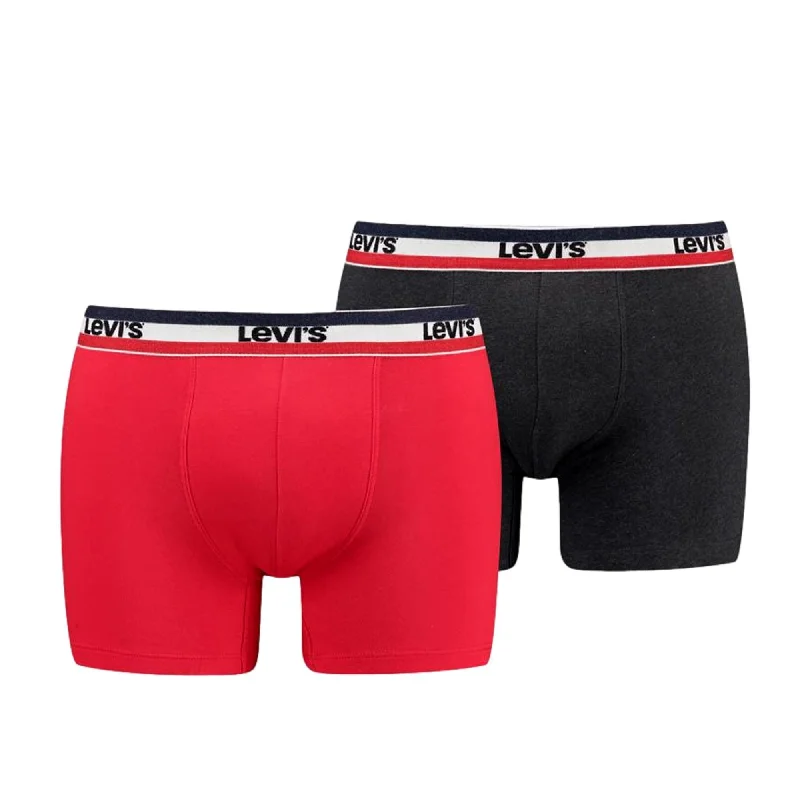 High - rise men's boxer briefs for extra supportLevi's 2 Pack Sportswear Logo Boxer Brief - Red/Black