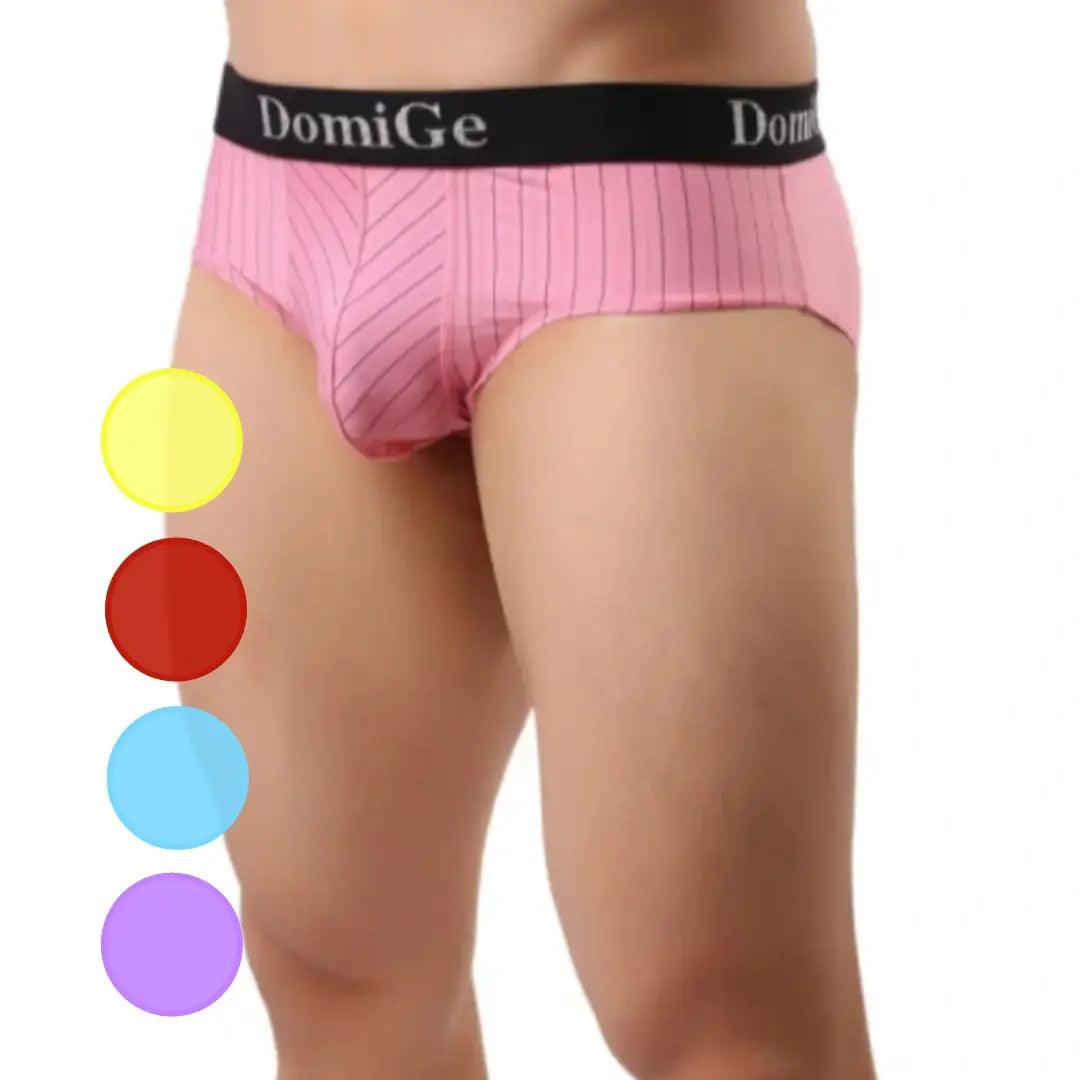 Soft - touch men's trunks for a gentle feelMen's Ice Silk Striped Mid-Waist Trunks Pouch Male Underwear