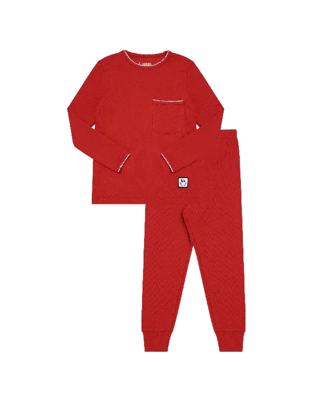 Luxury men's silk robes for a spa - like experiencePima Cotton Picot Trimmed Kids Pajamas Legging Playwear Set Red White