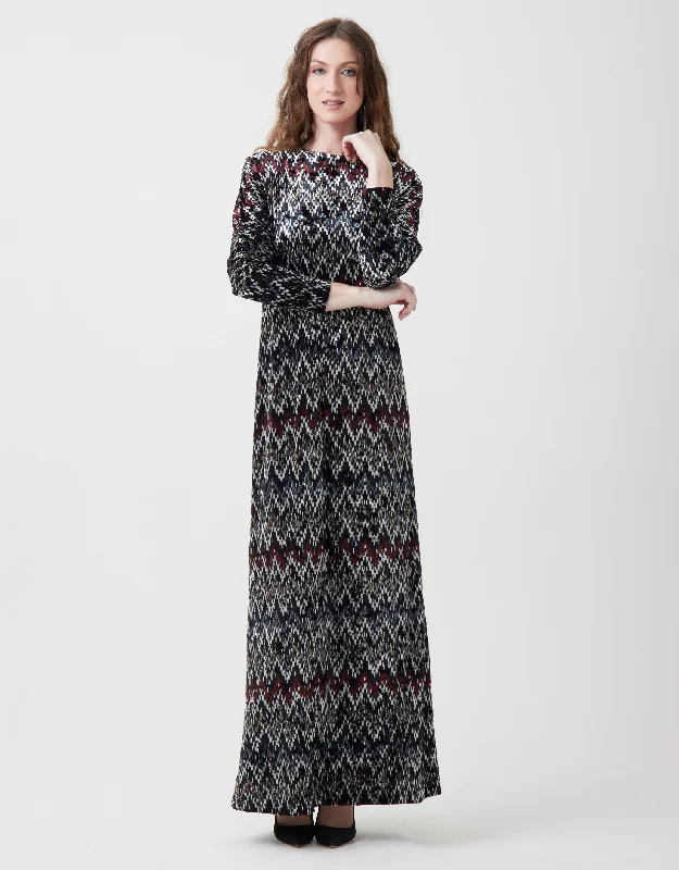 Waffle - weave men's robes for a textured feelPrint Velvet Dolman Maxi Dress Shabbos Robe Burgundy Multi