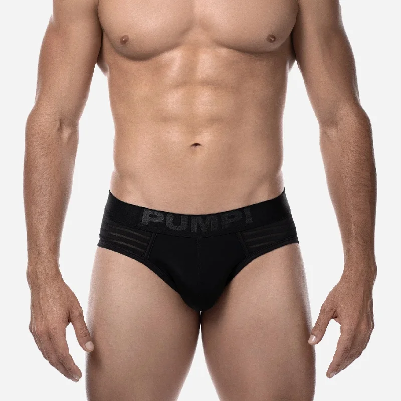 Seamless men's briefs for a smooth look under clothesPUMP! Whisper mesh brief black