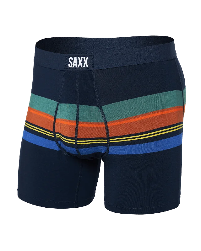 Athletic - style men's boxer briefs for active lifestylesSaxx Men's Ultra Super Soft Boxer Brief Fly - League Stripe Navy