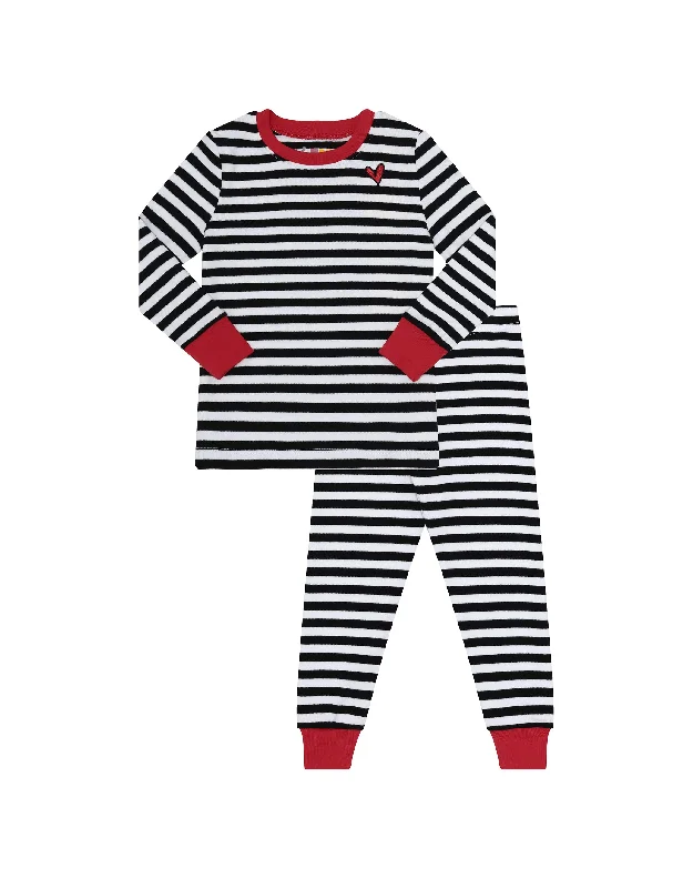 Fleece men's robes for cozy winter nights at homeStriped Pima Cotton Kids Pajamas Legging Playwear Set With Sprinkled Heart Black Red