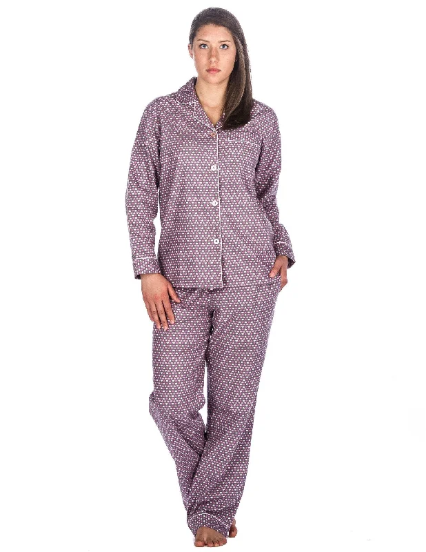 Men's robes with a satin trim for added sophisticationRealxed Fit Womens 100% Cotton Flannel Pajama Sleepwear Set - Hearts Pink