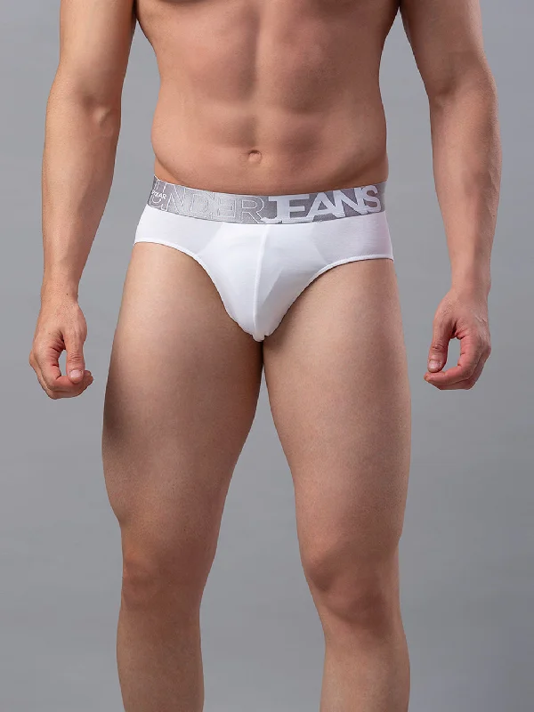 Cotton - blend men's briefs for added stretchUnderjeans By Spykar Men Premium Cotton Blend White Brief