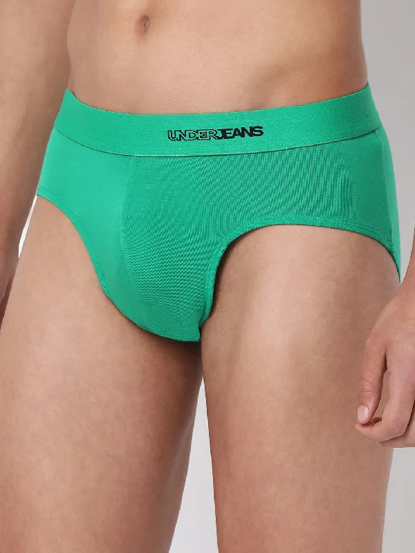 Patterned men's briefs with unique printsMen Premium Micromodal Green Brief - Underjeans By Spykar