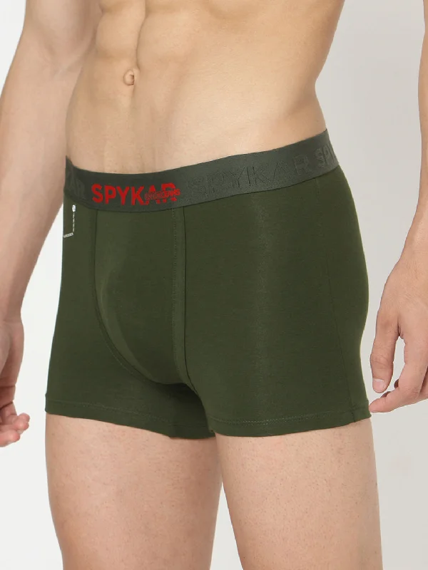 Patterned men's trunks, like camo or dotsUnderjeans By Spykar Men Premium Olive Cotton Blend Trunk