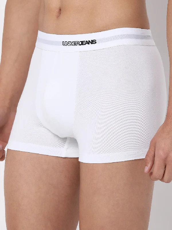 Men's trunks with a reinforced crotch areaMen Premium Micromodal White Trunk - Underjeans By Spykar