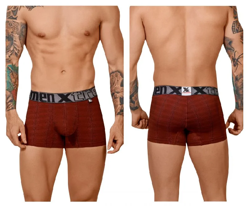 Microfiber men's boxer briefs for a smooth feelXtremen 51451C Geometric Jacquard Trunk Color Red