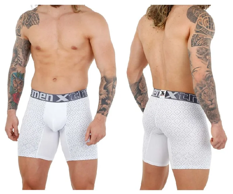 Mesh - paneled men's boxer briefs for ventilationXtremen 51461 Cotton Boxer Briefs Color White