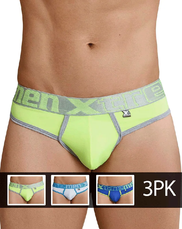 Microfiber men's thongs for a smooth feelXtremen 91031-3 3pk Piping Thongs Green-white-blue