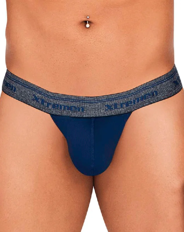 Sheer men's thongs for a provocative appearanceXtremen 91141 Ultra-soft Thongs Dark Blue