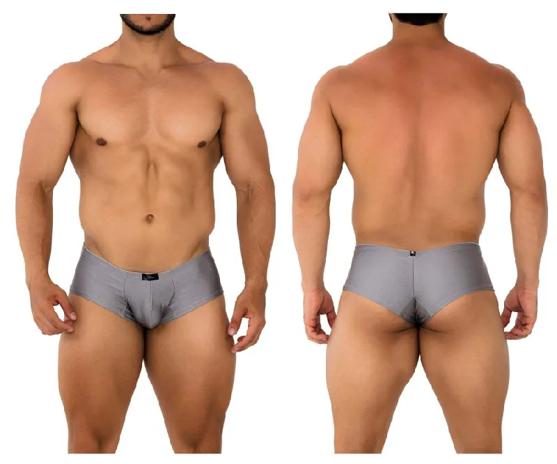 Men's boxer briefs with a soft elastic leg bandXtremen 91180 Microfiber Trunks Color Silver