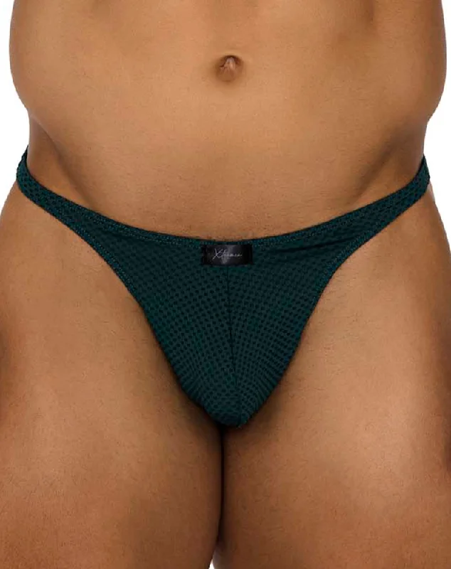 Elastic - banded men's thongs for a secure fitXtremen 91185 Mesh Thongs Green