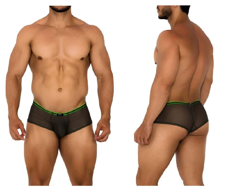 Mesh - paneled men's boxer briefs for ventilationXtremen 91188 Tulle Mesh Trunks Color Green