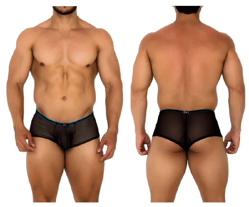 Organic cotton men's boxer briefs for sensitive skinXtremen 91188 Tulle Mesh Trunks Color Black